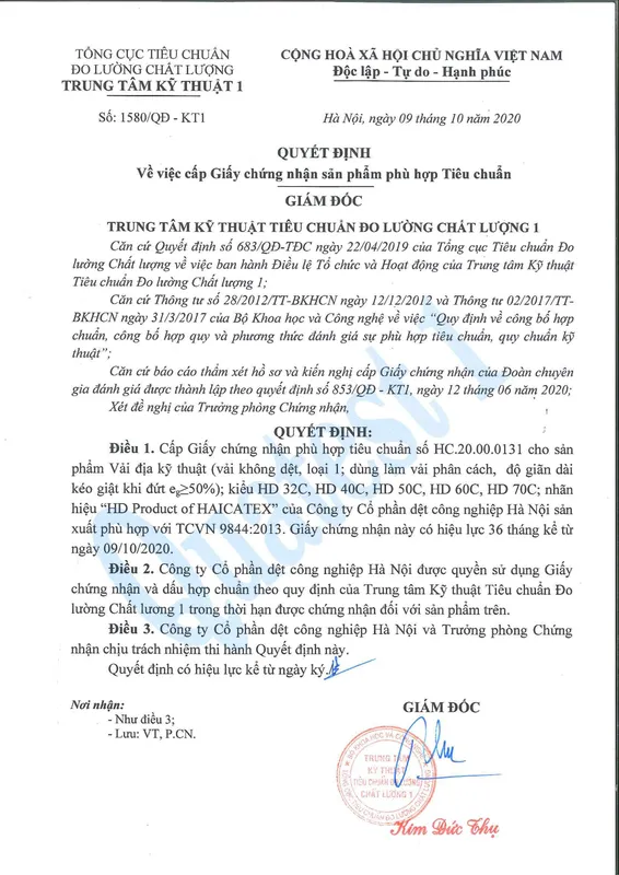 Sản phẩm 1610591132_Quyet dinh — Vải Địa Kỹ Thuật Hà Nội - Công Ty Cổ Phần Dệt Công Nghiệp Hà Nội — MST 0100100985