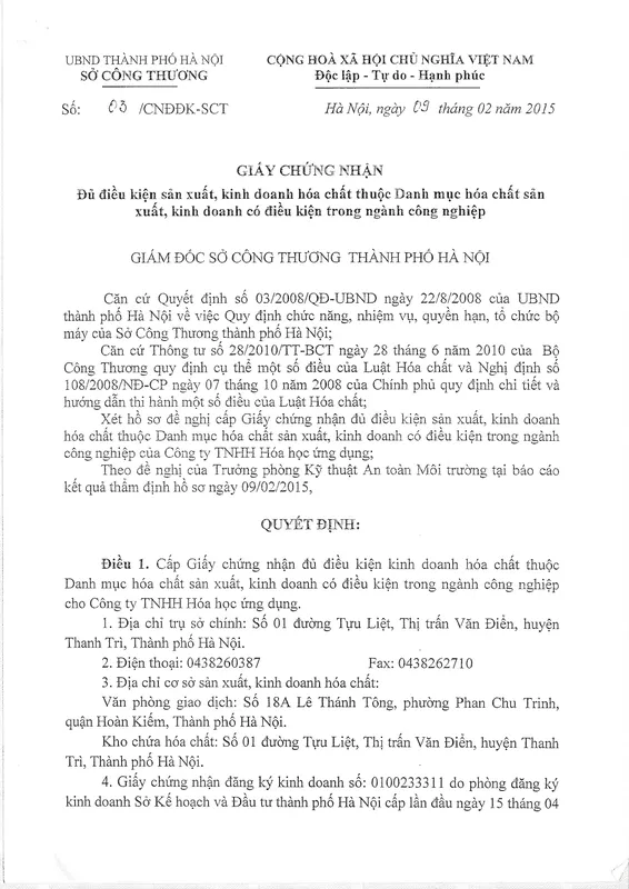 Sản phẩm page 0 — Công Ty TNHH Hóa Học ứng Dụng — MST 0100233311