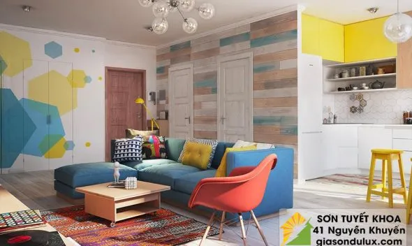 Sản phẩm phoi mau son dulux ket hop bay noi that can ho 80m2 tuyet dep 590x352 — Công Ty TNHH Thương Mại Tuyết Khoa — MST 0102062397