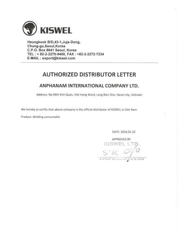 Sản phẩm ANPHANAM_Kiswel 1 — Công Ty TNHH Quốc Tế An Pha Nam — MST 0102187068