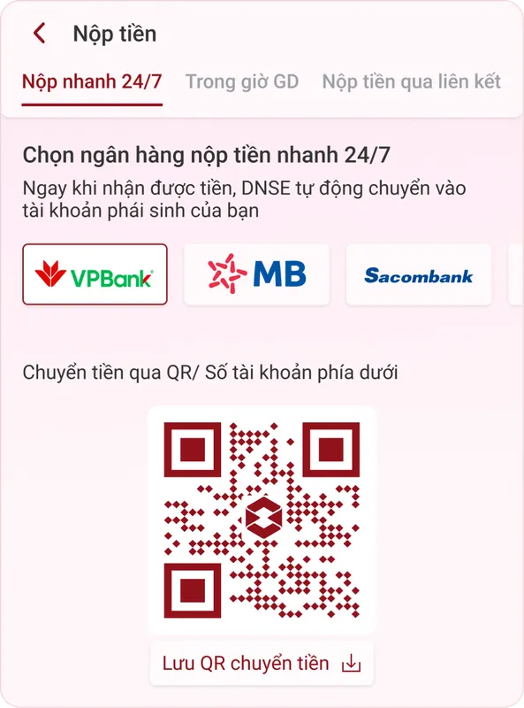 Sản phẩm deposit withdrawl main — Chứng Khoán DNSE - Công Ty CP Chứng Khoán DNSE — MST 0102459106