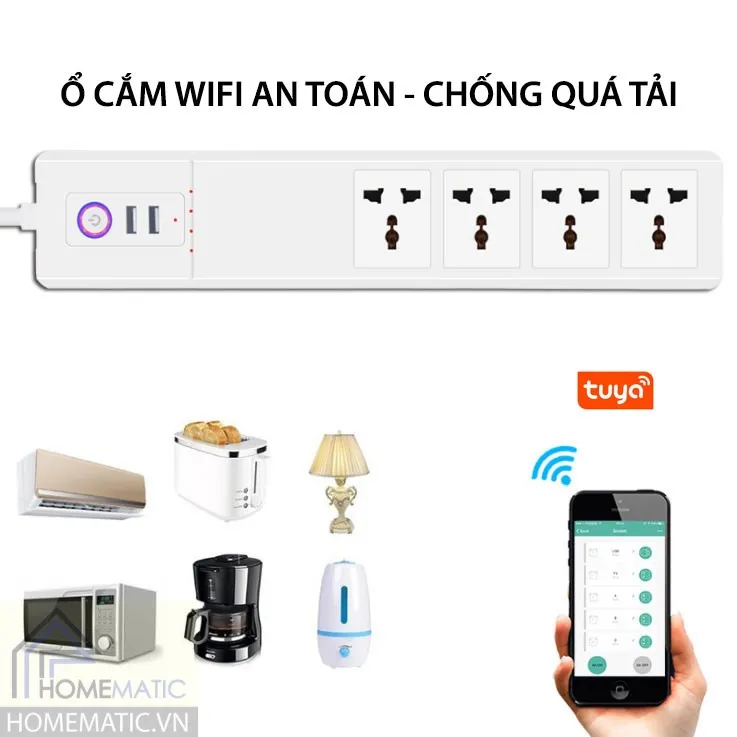 Sản phẩm homematic.vn_o cam wifi tuya 4 cong universal 2 usb toan chong qua tai sm so306l1 — Công Ty TNHH Công Nghệ Batto — MST 0102647646