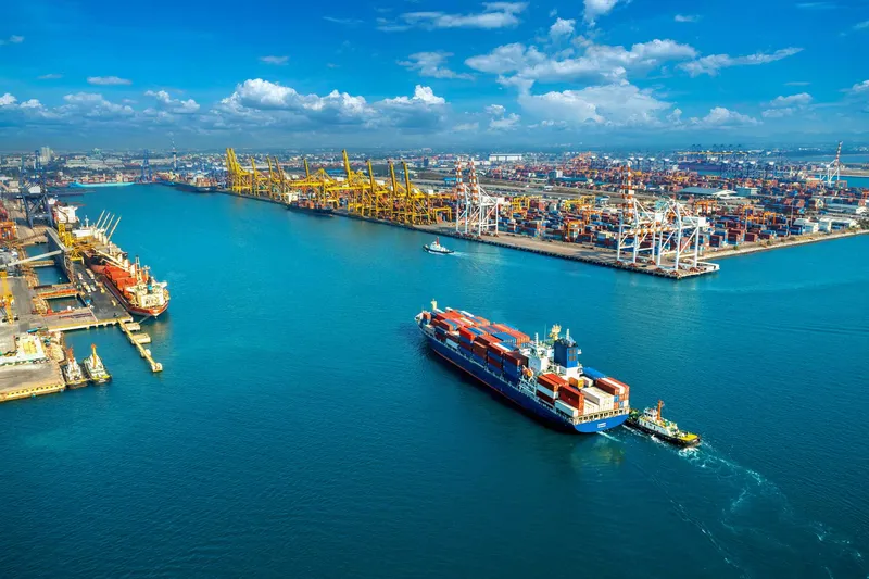 Sản phẩm aerial view cargo ship cargo container harbor 1 — Công Ty Cổ Phần Tiếp Vận PL — MST 0102741399