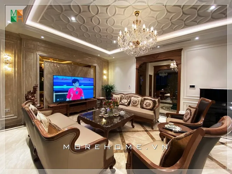 Sản phẩm thi cong noi that biet thu tan co dien go oc cho (8) — Công Ty Cổ Phần MoreHome — MST 0103865365