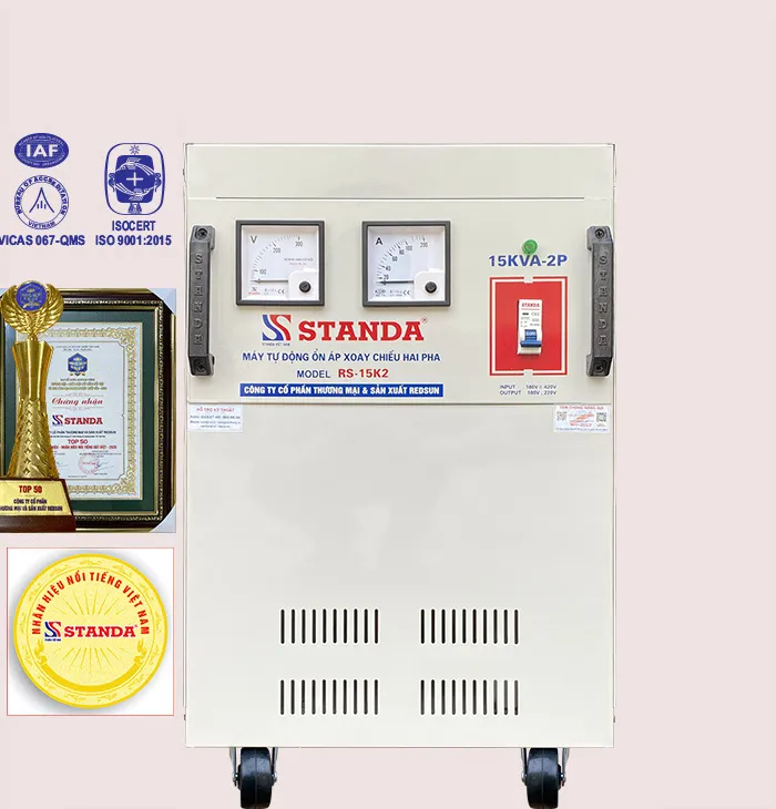 Sản phẩm on ap 2 pha lua standa 15kva day dong 100 — ổn áp, Biến áp Standa - Công Ty Cổ Phần Thương Mại Và Sản Xuất Redsun — MST 0103939779
