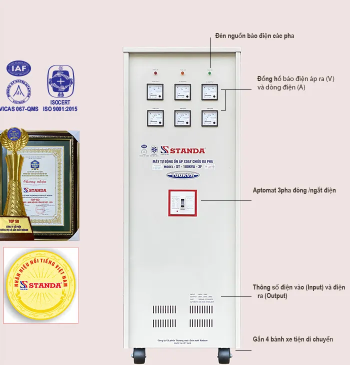 Sản phẩm on ap standa 100kva 3 pha dai 260v 430v the he moi — ổn áp, Biến áp Standa - Công Ty Cổ Phần Thương Mại Và Sản Xuất Redsun — MST 0103939779