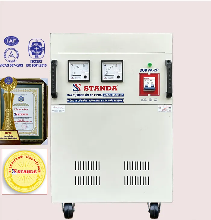 Sản phẩm on ap standa 2 pha lua 30kva day dong 100 — ổn áp, Biến áp Standa - Công Ty Cổ Phần Thương Mại Và Sản Xuất Redsun — MST 0103939779