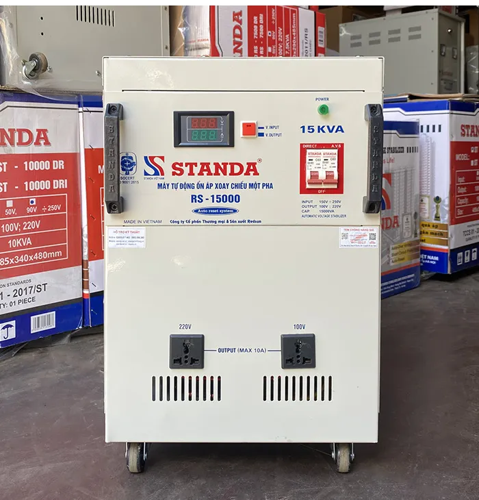 Sản phẩm on ap standa 15kva dien ap 150v 250v 120v 100v day dong 100 — ổn áp, Biến áp Standa - Công Ty Cổ Phần Thương Mại Và Sản Xuất Redsun — MST 0103939779