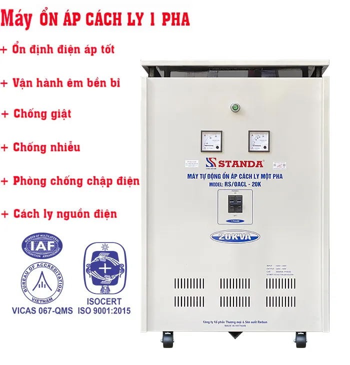 Sản phẩm on ap cach ly standa 20kva dien ap vao 150v 250v dien ap ra 220v 100v — ổn áp, Biến áp Standa - Công Ty Cổ Phần Thương Mại Và Sản Xuất Redsun — MST 0103939779