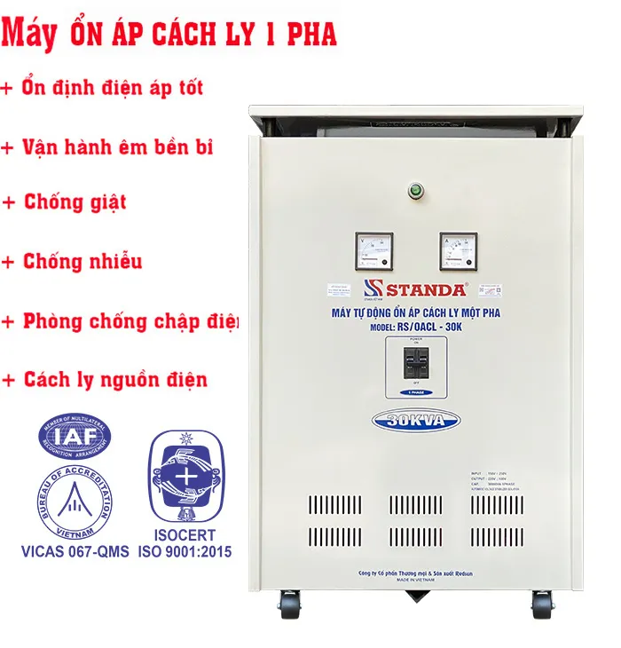 Sản phẩm on ap cach ly standa 30kva dien vao 150v 250v dien ra 220v 100v — ổn áp, Biến áp Standa - Công Ty Cổ Phần Thương Mại Và Sản Xuất Redsun — MST 0103939779