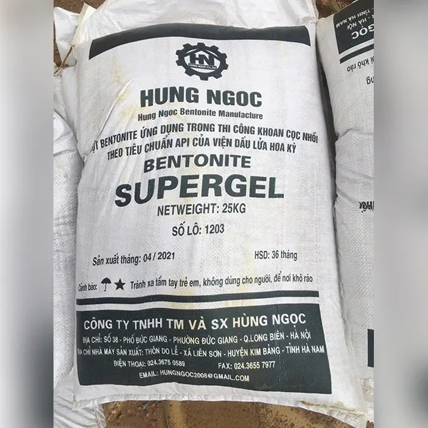 Sản phẩm betonite supergel — Bột Bentonite Hùng Ngọc - Công Ty TNHH Thương Mại Và Sản Xuất Hùng Ngọc — MST 0104091788