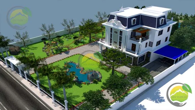Sản phẩm Mau thiet ke tieu canh san vuon cho biet thu tan co dien 2 — VNLandscape - Công Ty TNHH Kiến Trúc Xây Dựng Cảnh Quan Việt Nam — MST 0104111836