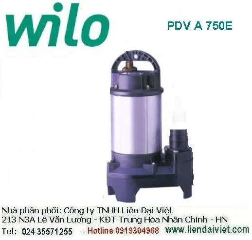 Sản phẩm Bom nuoc thai tha chim Wilo PDVA 750E — Công Ty TNHH Liên Đại Việt — MST 0104280697