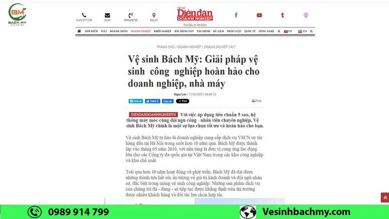 Sản phẩm 3 tap chi dien dan doanh nghiep — Công Ty Cổ Phần Nhân Lực Và Vệ Sinh Bách Mỹ — MST 0104632719