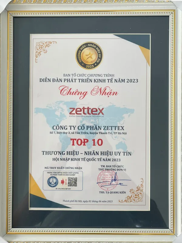 Sản phẩm thuong hieu zettex dien dan phat trien kinh te 2023 top 10 thuong hieu uy tin — Công Ty Cổ Phần Zettex — MST 0105314275