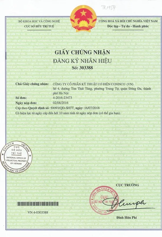 Sản phẩm Giay dang ky Nhan hieu_Page_1 scaled — Công Ty CP Kỹ Thuật Cơ Điện Coninco — MST 0105427367
