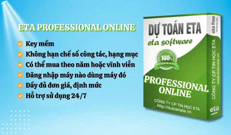 Sản phẩm DU TOAN ETA PRO ONline — Công Ty CP Tin Học ETA — MST 0105764475