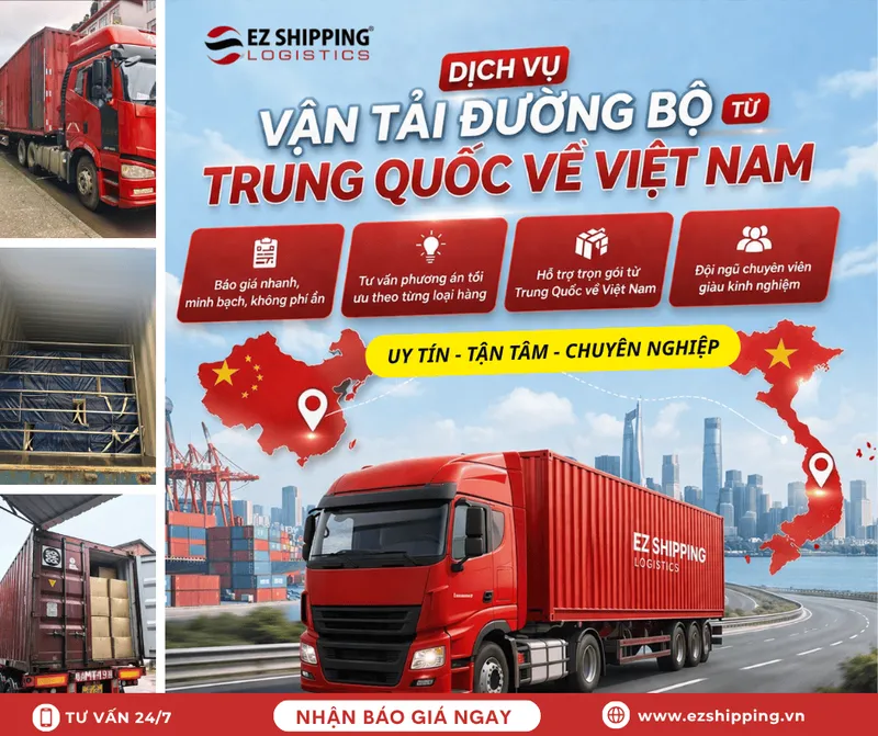 Sản phẩm 1775791802 433826201 dich vu van tai duong bo tu trung quoc ve viet nam — EZ SHIPPING LOGISTICS - Công Ty TNHH Tiếp Vận EZ Shipping — MST 0105844811