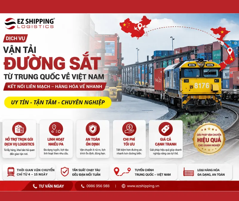 Sản phẩm 1775791836 497270770 dich vu van tai duong sat tu trung quoc ve viet nam — EZ SHIPPING LOGISTICS - Công Ty TNHH Tiếp Vận EZ Shipping — MST 0105844811