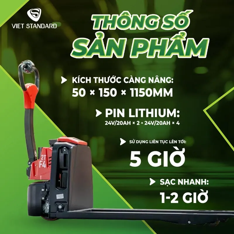 Sản phẩm Xe nang tay dien 2 tan F4 — Xe Nâng Và Sửa Chữa VietStandard - Công Ty TNHH Dịch Vụ Công Nghệ VietStandard — MST 0105976906