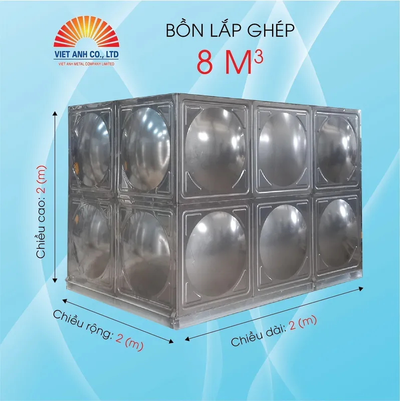 Sản phẩm Bon lap ghep Inox Viet Anh 8m3 — Công Ty TNHH Sản Xuất Và Thương Mại Kim Khí Việt Anh — MST 0106247952