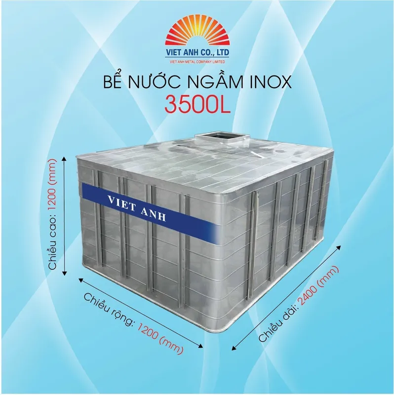 Sản phẩm Be nuoc ngam Inox Viet Anh 3500l — Công Ty TNHH Sản Xuất Và Thương Mại Kim Khí Việt Anh — MST 0106247952