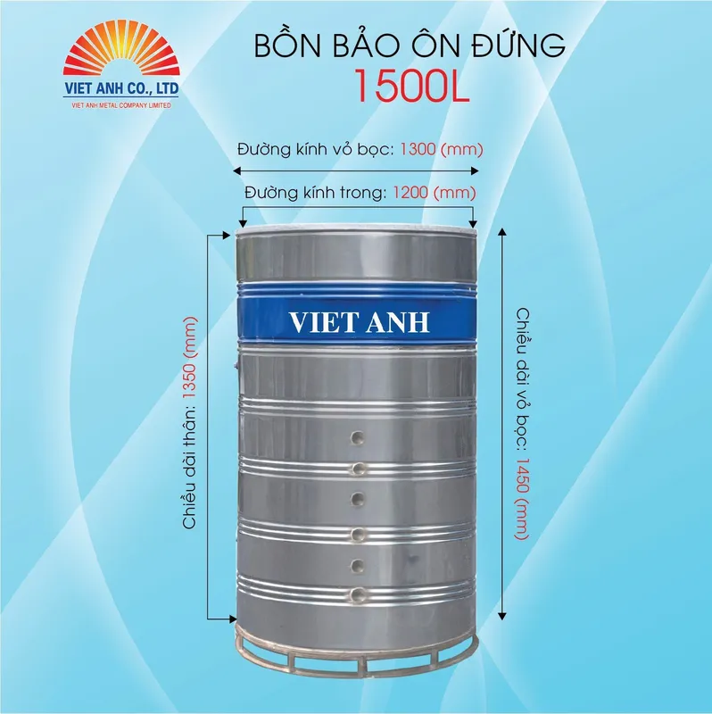 Sản phẩm Binh bao on Viet Anh 1500l dung — Công Ty TNHH Sản Xuất Và Thương Mại Kim Khí Việt Anh — MST 0106247952