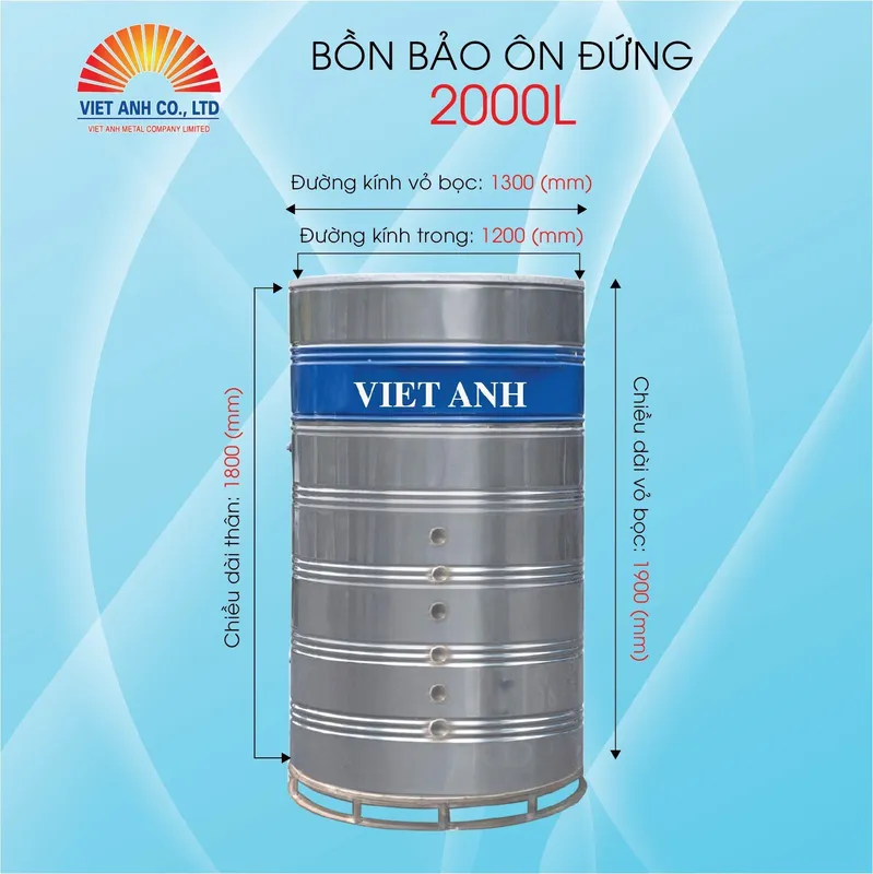 Sản phẩm Binh bao on Viet Anh 2000l dung — Công Ty TNHH Sản Xuất Và Thương Mại Kim Khí Việt Anh — MST 0106247952