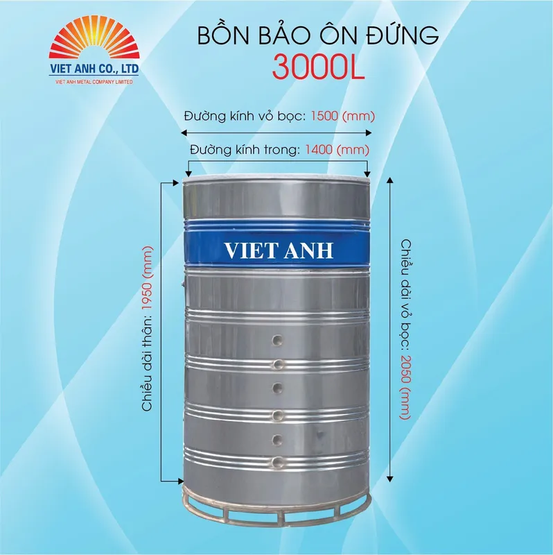 Sản phẩm Binh bao on Viet Anh 3000l dung — Công Ty TNHH Sản Xuất Và Thương Mại Kim Khí Việt Anh — MST 0106247952