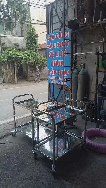 Sản phẩm xe day hang 4 banh 2 tang inox 304 — Công Ty TNHH Cơ Khí Đức Tuấn — MST 0106313732