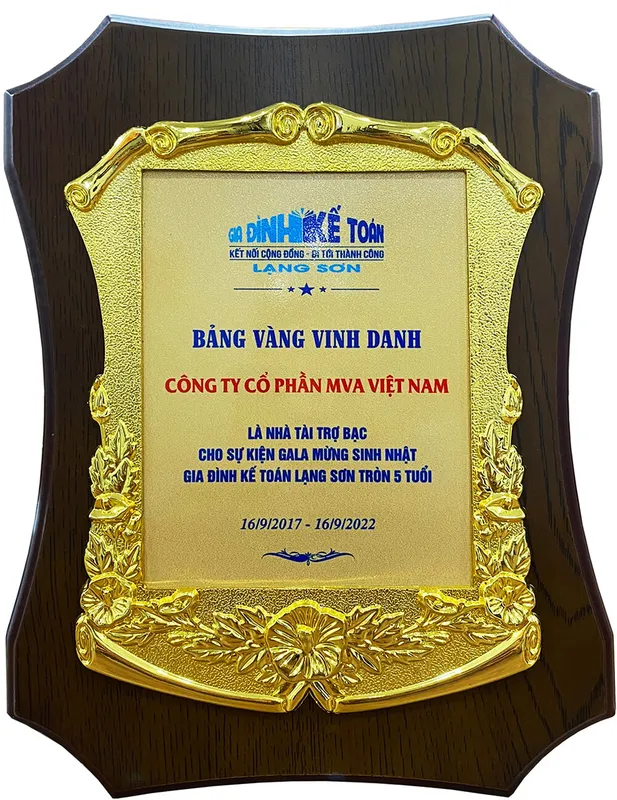 Sản phẩm bang vang vinh danh mva nha tai tro bac — Công Ty CP MVA Việt Nam — MST 0106372463
