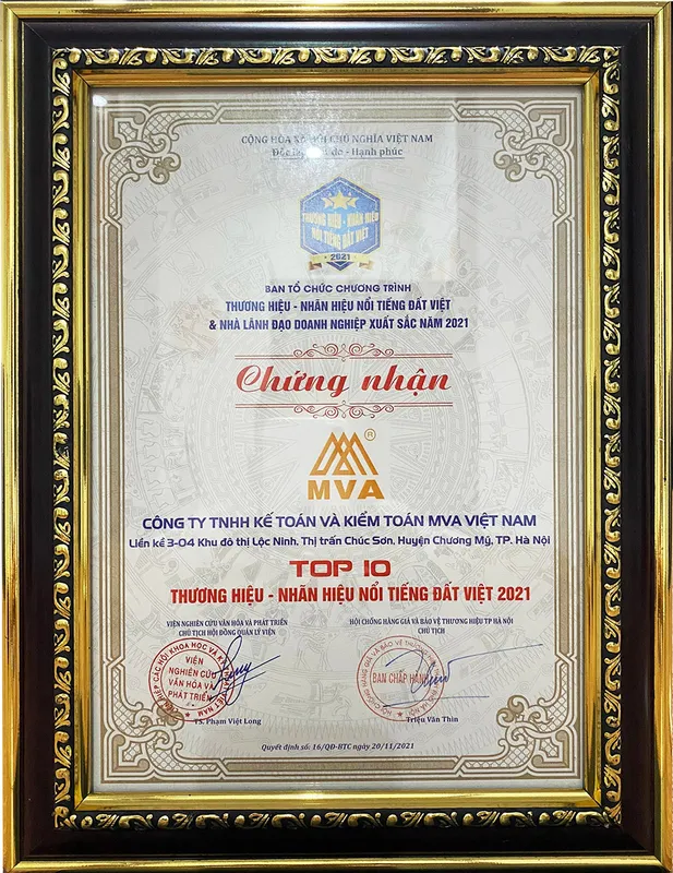 Sản phẩm mva top 10 thuong hieu noi bat dat viet 2021 — Công Ty CP MVA Việt Nam — MST 0106372463