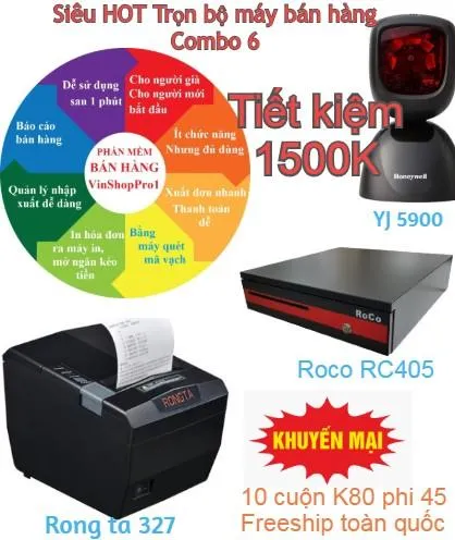 Sản phẩm combo 6 tron bo phan mem quan ly vinshoppro1 may ban hang 5 950k tiet kiem 1500k — Công Ty TNHH Truyền Thông Exim Việt Nam — MST 0106488147