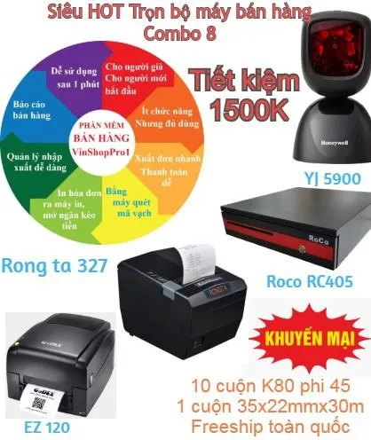 Sản phẩm combo 8 tron bo phan mem quan ly vinshoppro1 may ban hang 9 600k tiet kiem 1500k — Công Ty TNHH Truyền Thông Exim Việt Nam — MST 0106488147