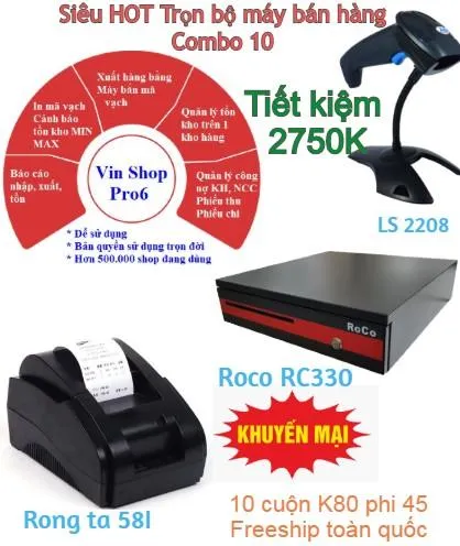 Sản phẩm combo 10 tron bo phan mem quan ly vinshoppro6 may ban hang 6 650k tiet kiem 2 750k — Công Ty TNHH Truyền Thông Exim Việt Nam — MST 0106488147