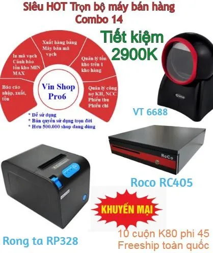 Sản phẩm combo 14 tron bo phan mem quan ly vinshoppro6 may ban hang 6 250k tiet kiem 2 900k — Công Ty TNHH Truyền Thông Exim Việt Nam — MST 0106488147