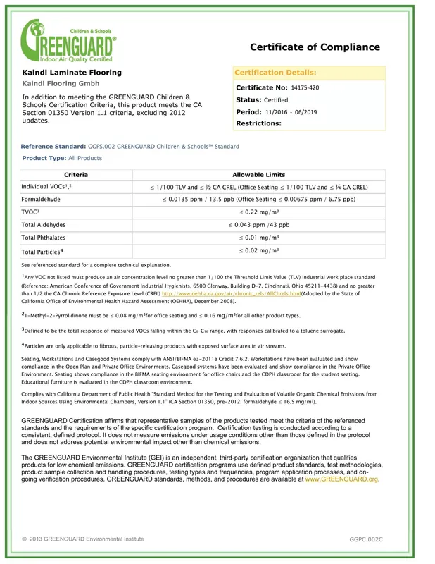 Sản phẩm ch ng ch kaindl kaindl greenguard cert 1 — Công Ty TNHH Đầu Tư Thương Mại Và Dịch Vụ Bách Lộc — MST 0106620388