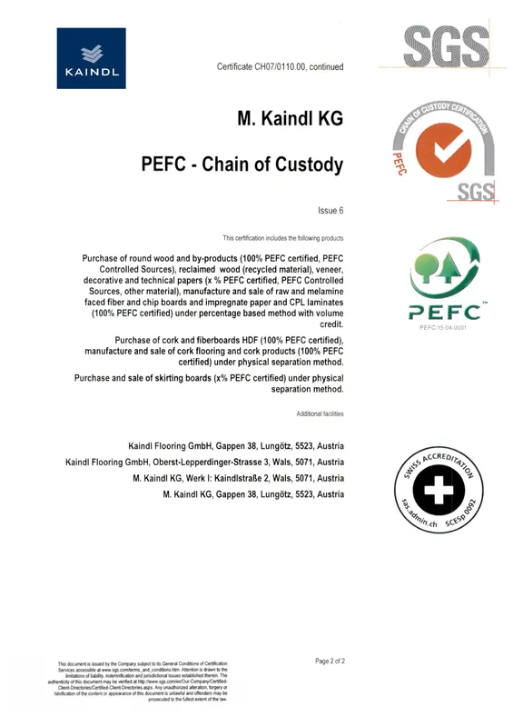 Sản phẩm ch ng ch kaindl pefc kaindl 2 — Công Ty TNHH Đầu Tư Thương Mại Và Dịch Vụ Bách Lộc — MST 0106620388