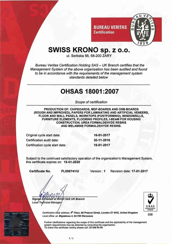 Sản phẩm ch ng ch kronpol ch ng ch kronpol swiss krono ohsas eng 1 min — Công Ty TNHH Đầu Tư Thương Mại Và Dịch Vụ Bách Lộc — MST 0106620388