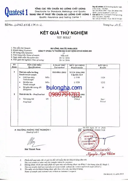Sản phẩm 48x1825 12.9 — Công Ty Cổ Phần Đầu Tư Thương Mại Và Xây Dựng Cơ Khí Hoàng Anh — MST 0106751694