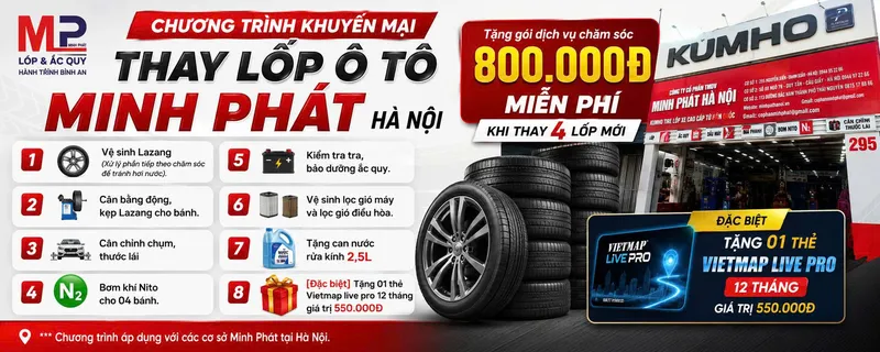 Sản phẩm thay lop o to khuyen mai tai ha noi 1400x400 1 — Công Ty CP Thương Mại Dịch Vụ Minh Phát Hà Nội — MST 0106755515