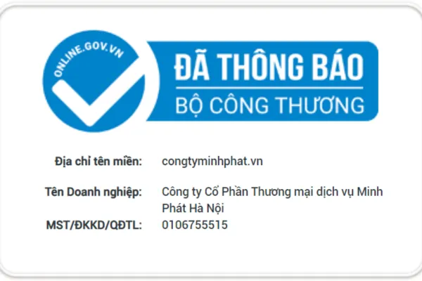 Sản phẩm xac nhan dang ky bo cong thuong — Công Ty CP Thương Mại Dịch Vụ Minh Phát Hà Nội — MST 0106755515