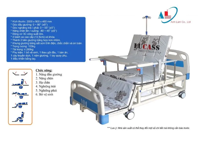 Sản phẩm giuong benh nhan dien co 10 chuc nang lucass gb t5d gb 9a — Công Ty TNHH Đầu Tư TM Anh Lâm — MST 0106917188