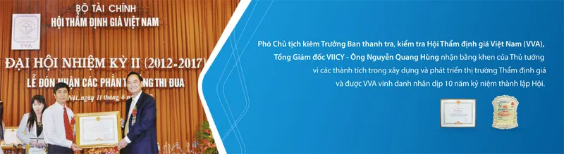 Sản phẩm nhan giai thuong phat trien thi truong tham dinh gia viet nam — Công Ty CP Tài Chính VIICY Việt Nam — MST 0107307160
