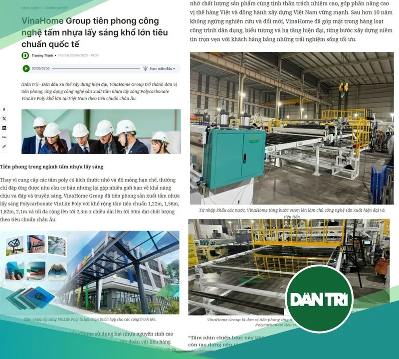 Sản phẩm bao dan tri vinahome group tien phong cong nghe tam nhua lay sang kho lon anh dai dien — Tấm Lợp Lấy Sáng VinaHome - Công Ty Cổ Phần Tập Đoàn VinaHome — MST 0107546793