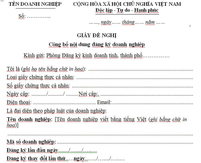 Sản phẩm cong bo noi dung dang ky thanh lap doanh nghiep — Công Ty TNHH Oceanlaw D&T Việt Nam — MST 0107570570