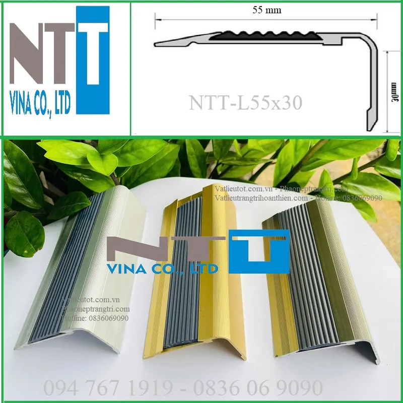 Sản phẩm nep chong tron truot l55x30 tl30 nep chong tron truot bac cau thang tl30 nep chong truot bac tam cam l55x30 nep chong truot doc — Phào Nẹp Trang Trí NTT Việt Nam - Công Ty TNHH Sản Xuất Thương Mại Và Xây Dựng
NTT Việt Nam — MST 0107604036