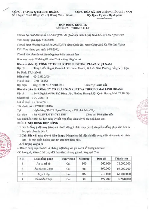 Sản phẩm lotte 1 — Công Ty Cổ Phần Quốc Tế Thời Trang Martina — MST 0107607301