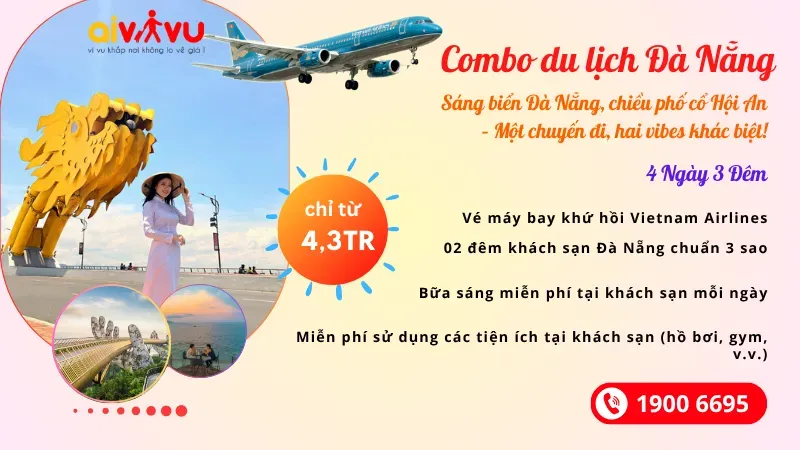 Sản phẩm Combo du lich 3 sao Ha Noi Da Nang Ha Noi 4N3D — Công Ty Cổ Phần Aivivu — MST 0107622236