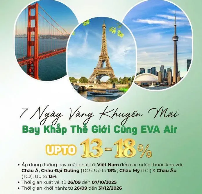 Sản phẩm EVA Air giam 13 18 gia ve may bay di khap the gioi — Công Ty Cổ Phần Aivivu — MST 0107622236